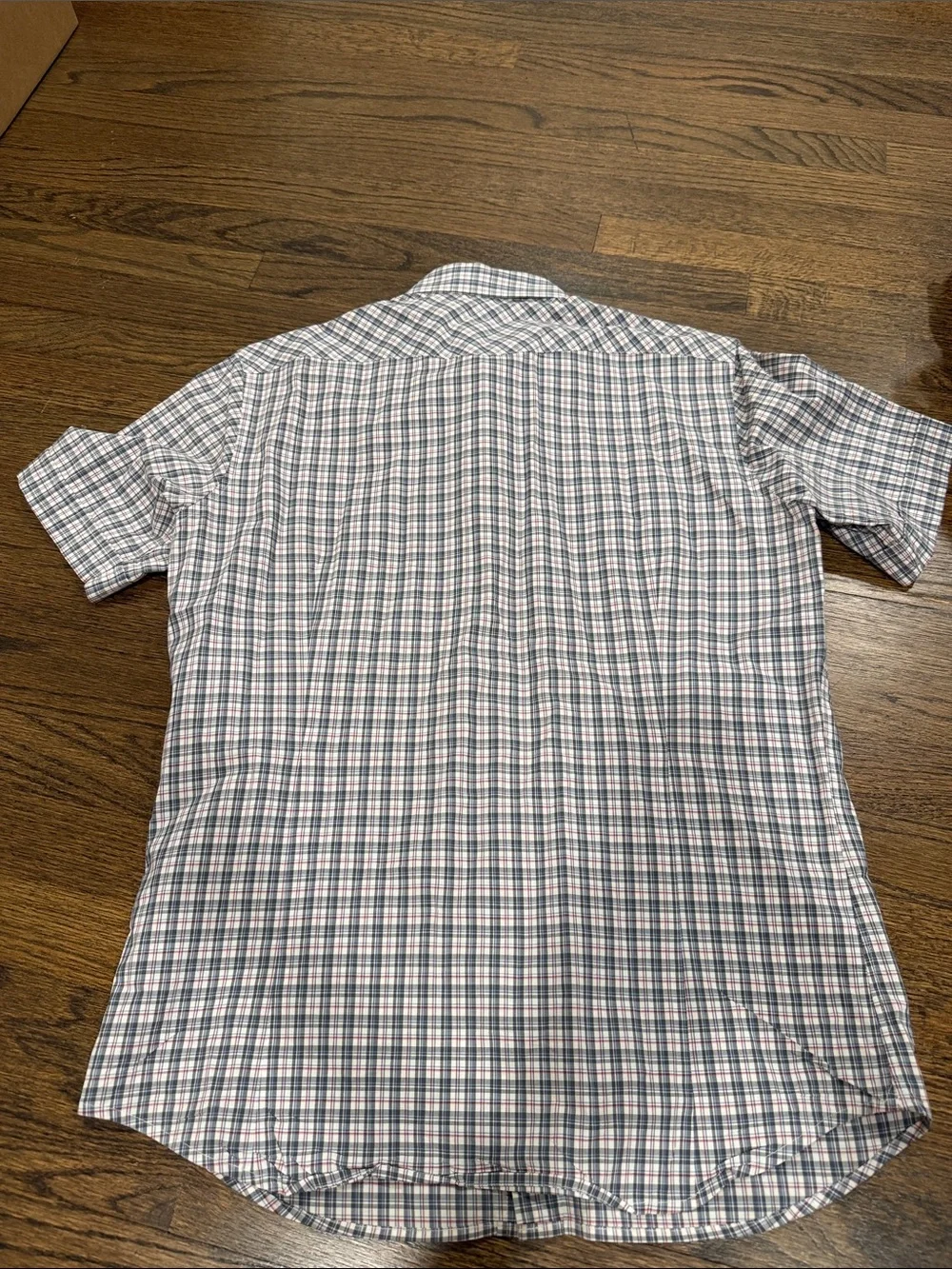 Banana Republic Men's Short-Sleeve Plaid Button-Up Shirt - Blue & White
